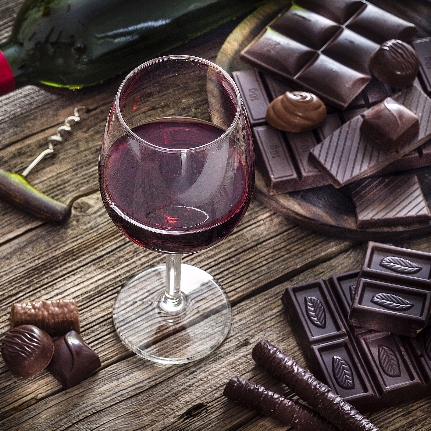 Vinflight med sjokolade